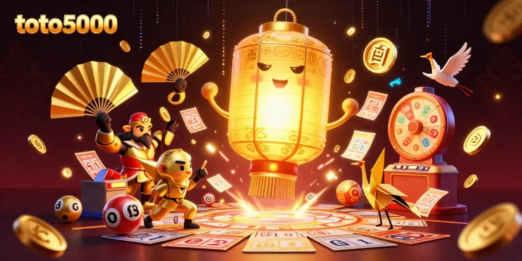 Play and win with toto5000's vibrant online lottery experience featuring dynamic characters and game elements.