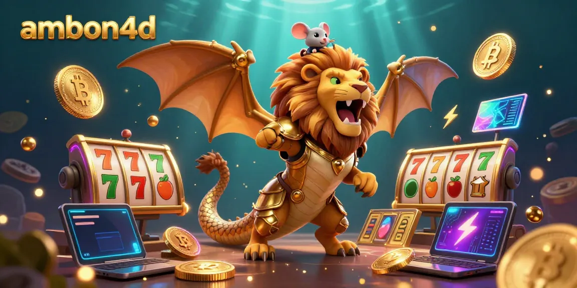 Engage with ambon4d's thrilling casino experience featuring a golden chimera and crypto elements.