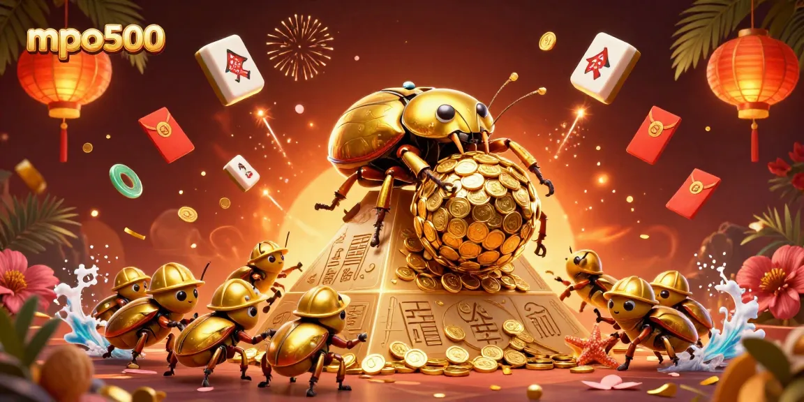 Menangkan jackpot di mpo500 dengan ilustrasi 3D koin emas dan simbol kasino