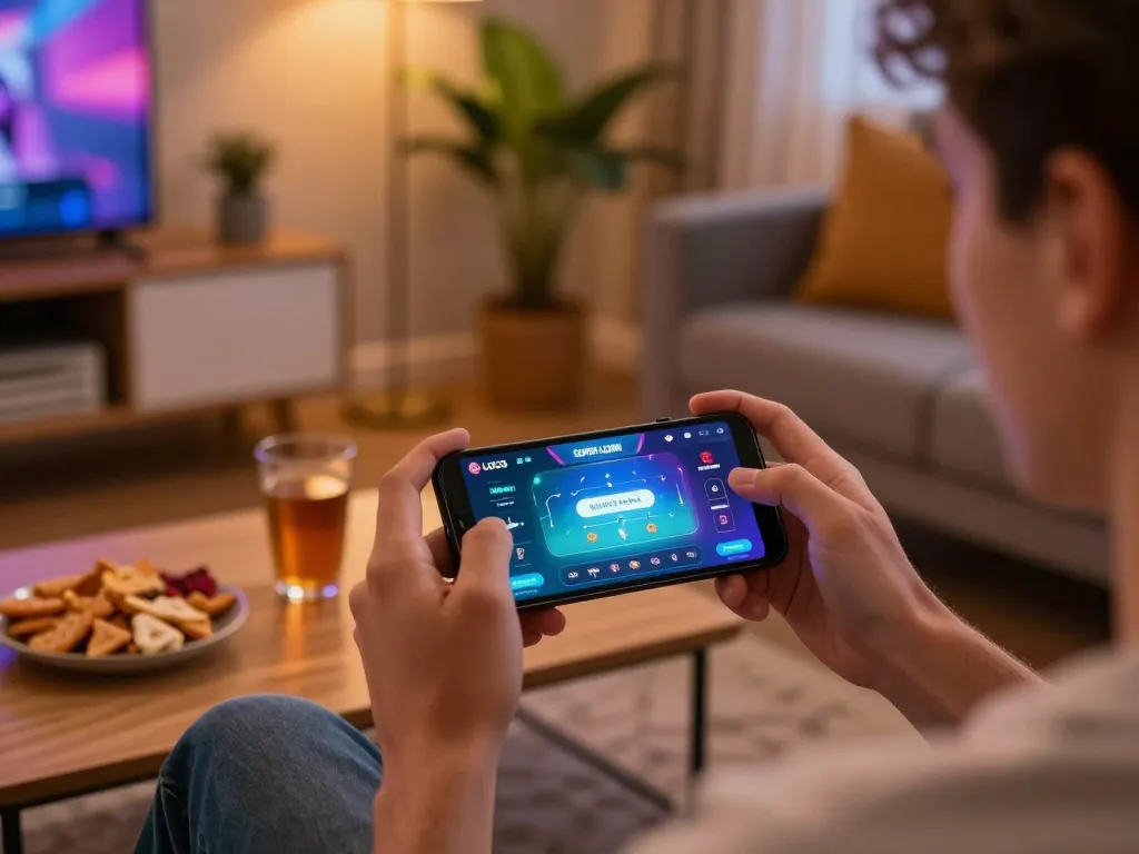 Engaging scene of LGOSUPER LOGIN on smartphone enhancing online gaming experience.