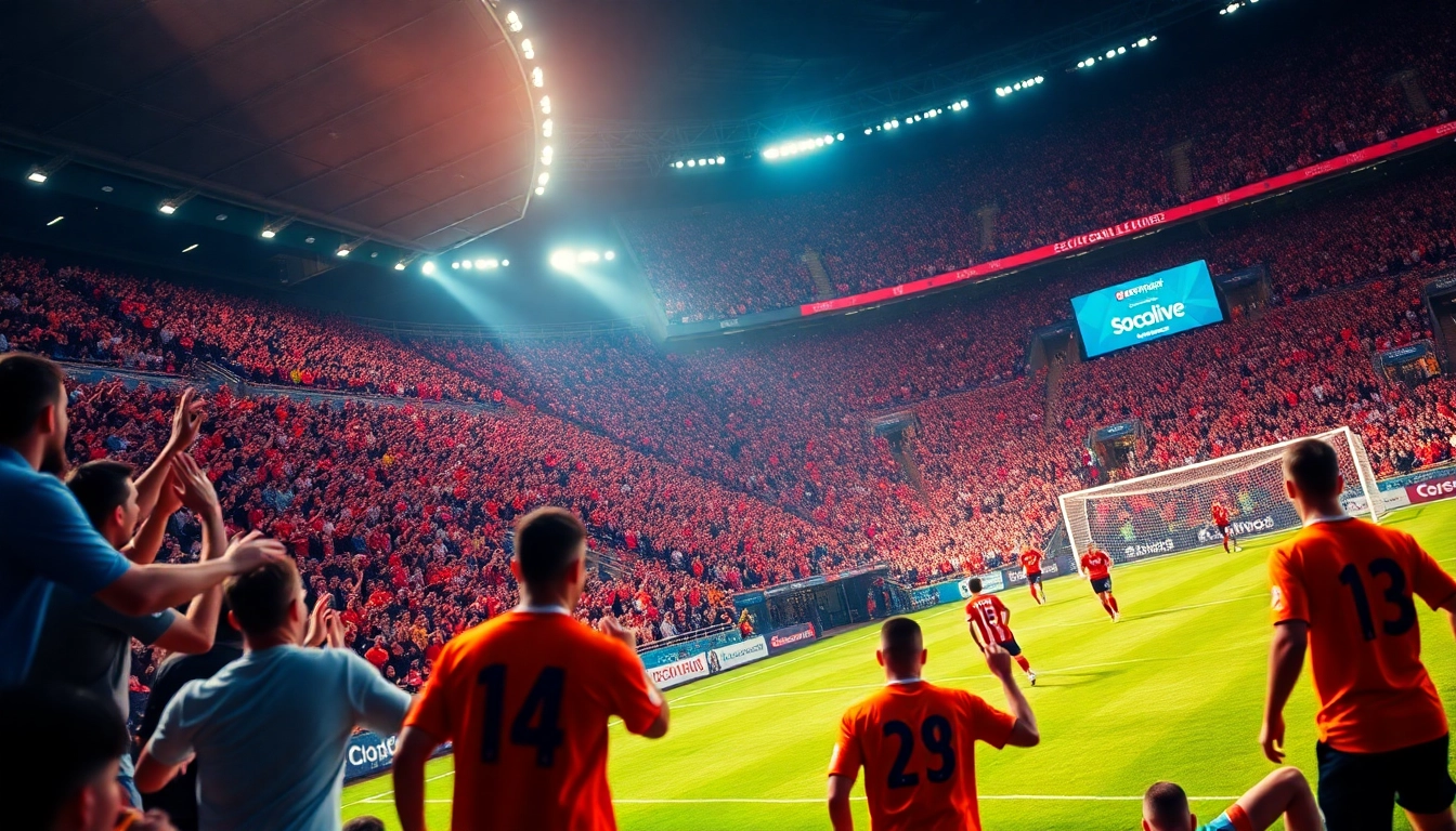 Exciting soccer match streamed live on https://socolive.spot/ showcasing fans and players in action.