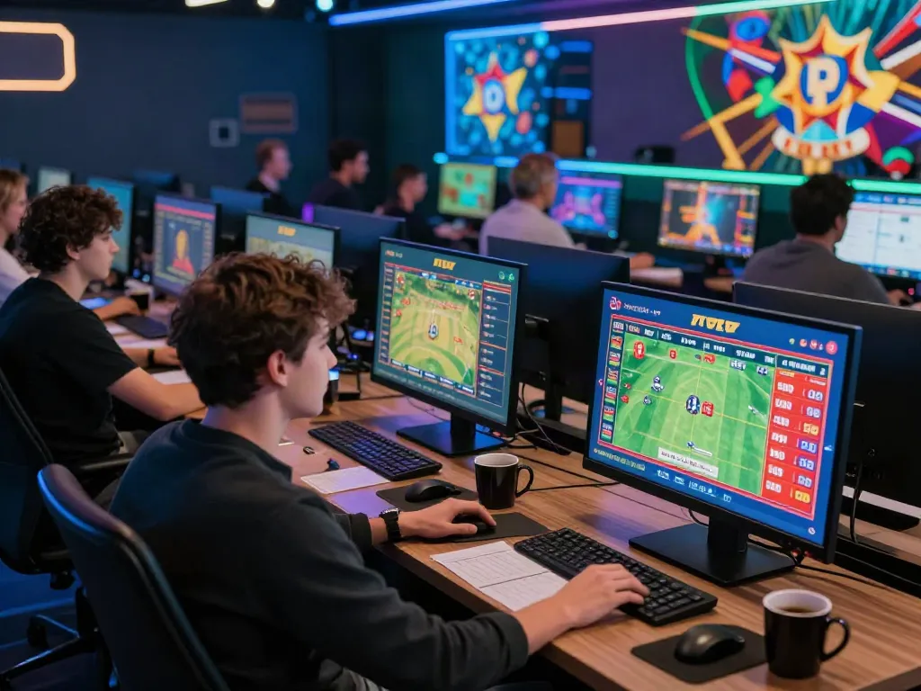 Login Seributoto engaging gaming scene with diverse users participating in vibrant online Toto betting experience.