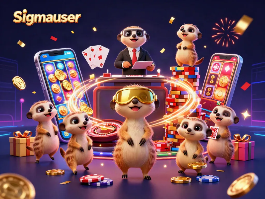 Experience the lively casino world with sigmauser's animated meerkat characters managing games and sneaking chips.
