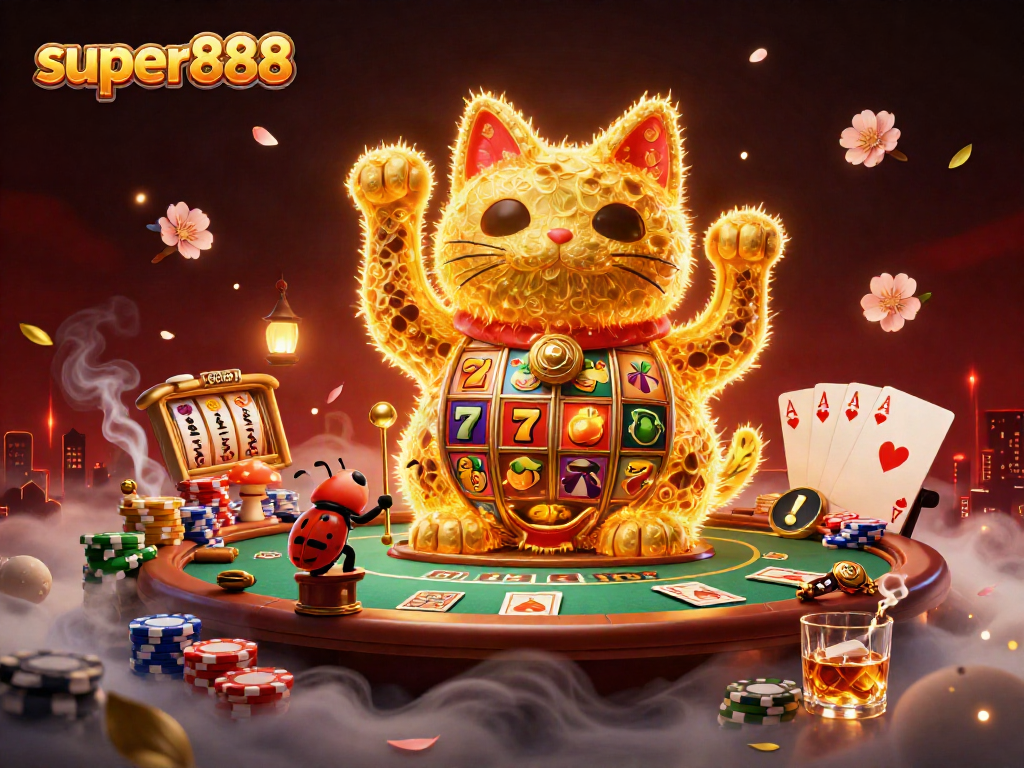 Menghadirkan super888 sebagai simbol keberuntungan dalam permainan slot online dengan efek visual yang menarik.