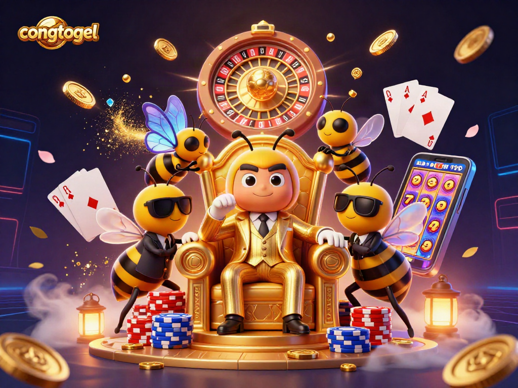Engage in thrilling gameplay with congtogel as a 3D cartoon bumblebee mob boss rules the casino scene.