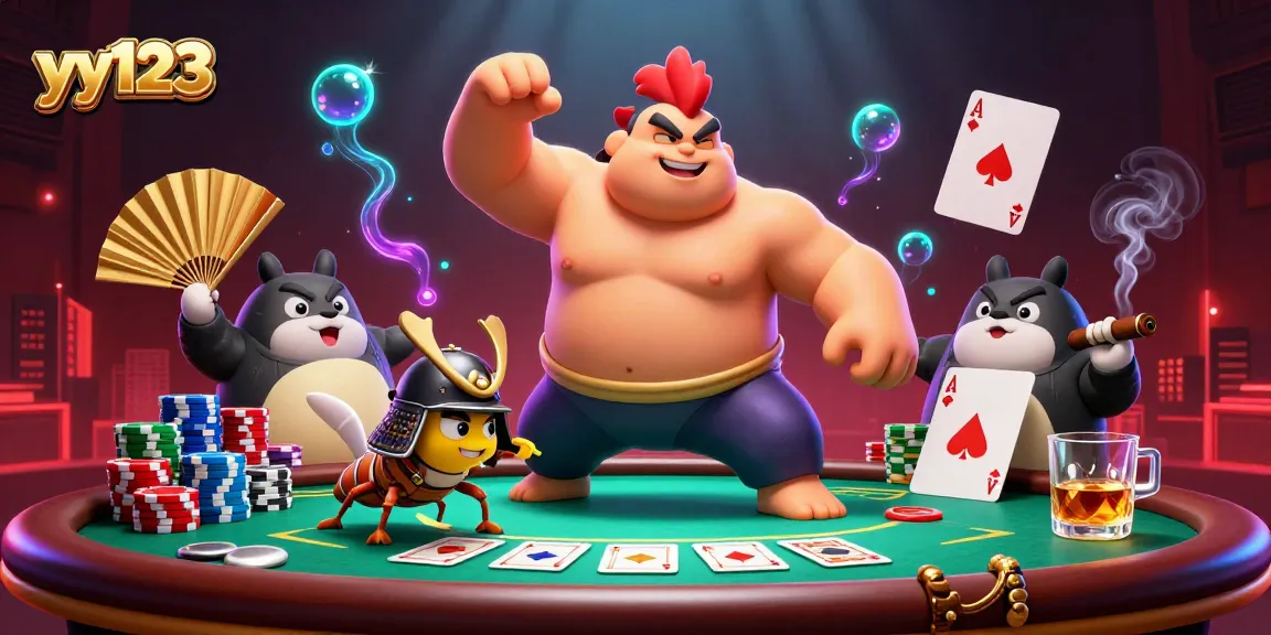 yy123 showcases a powerful sumo rooster in action at a poker table, enhancing the thrill of online gambling.
