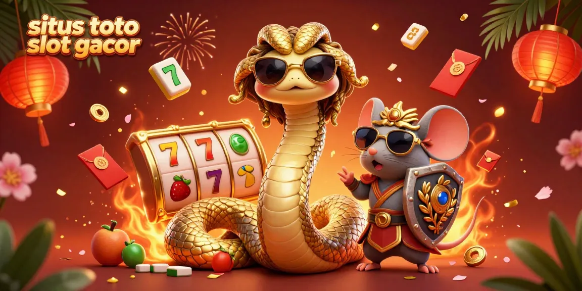 Permainan menarik pada situs toto slot gacor dengan ilustrasi 3D Medusa dan mouse petarung di latar yang ceria.