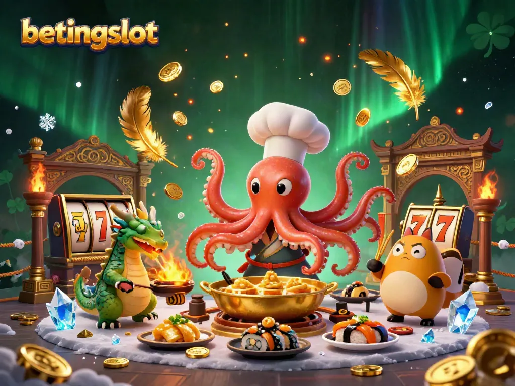 Menggali Slot dengan Betingslot: ilustrasi kasino yang menampilkan karakter unik dan elemen permainan.
