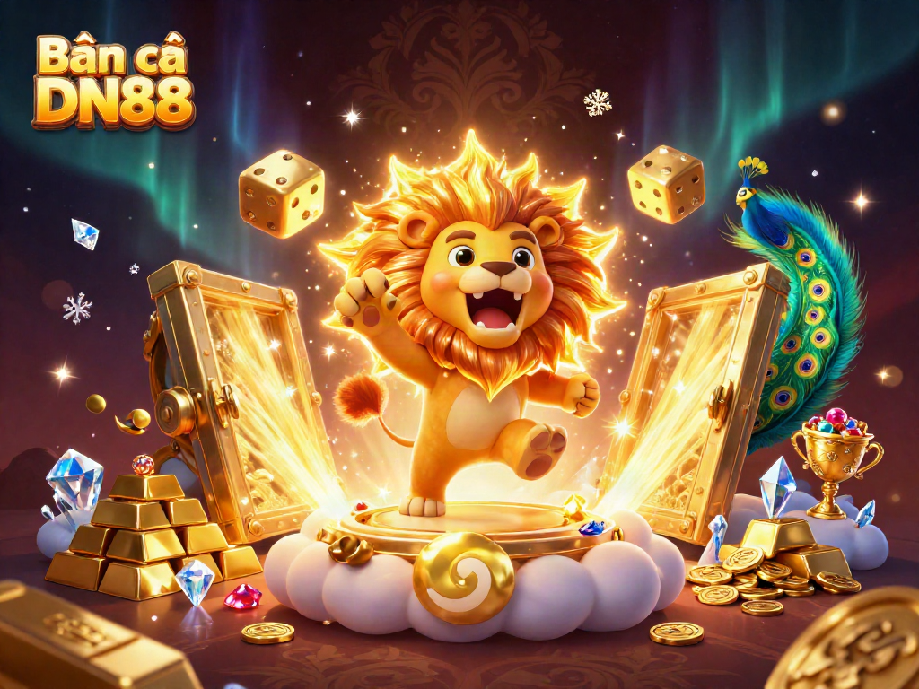 Bắn cá DN88 showcases an energetic underwater fishing game with vibrant sea creatures and colorful graphics.