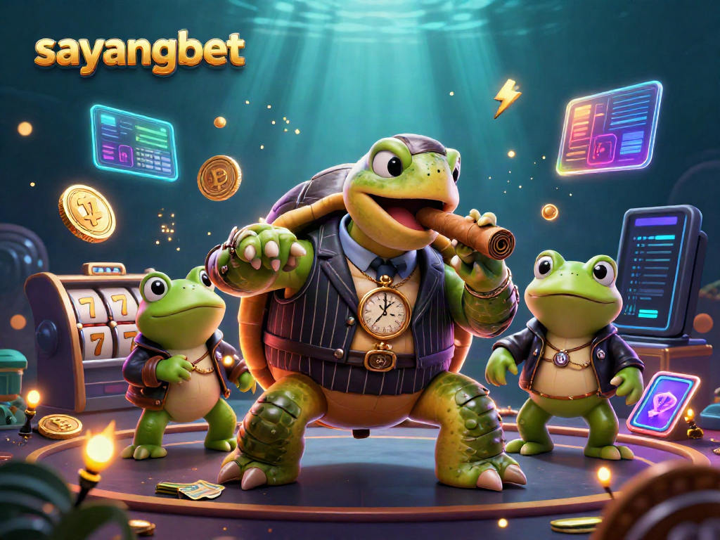 Experience thrilling gameplay at sayangbet with a vibrant casino illustration featuring unique characters.